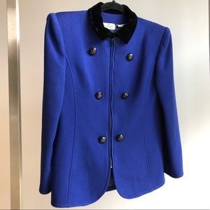 Valentino 1980s VTG Indigo Velvet Collar Jacket